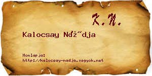 Kalocsay Nádja névjegykártya